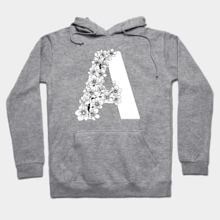 Monochrome capital letter A patterned with sakura twig Hoodie